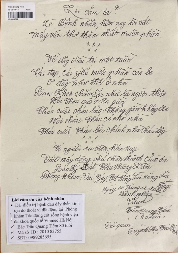 Bác Trần Quang Tiếm  – 80T – Ở Quỳnh Phụ, Thái Bìn 